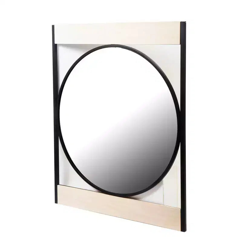 Miroir rond en métal Logan : Décoration moderne style ferme, fixation murale, aucun assemblage requis