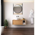 Miroir rond en métal Logan : Décoration moderne style ferme, fixation murale, aucun assemblage requis