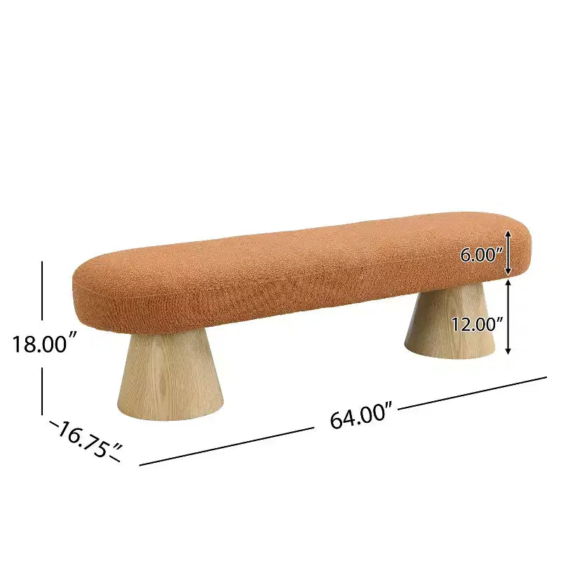 Banc de salle à manger moderne multifonctionnel rembourré en tissu bouclé