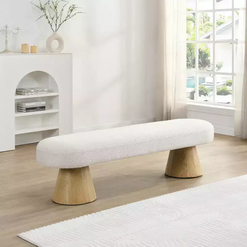 Banc de salle à manger moderne multifonctionnel rembourré en tissu bouclé