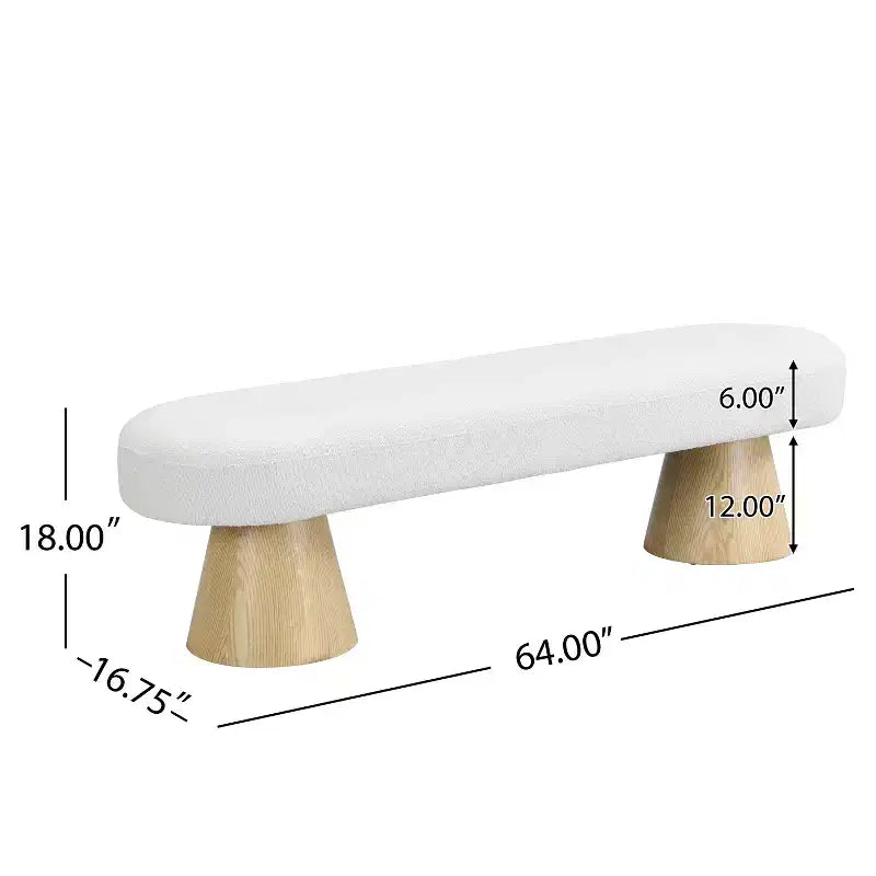 Banc de salle à manger moderne multifonctionnel rembourré en tissu bouclé