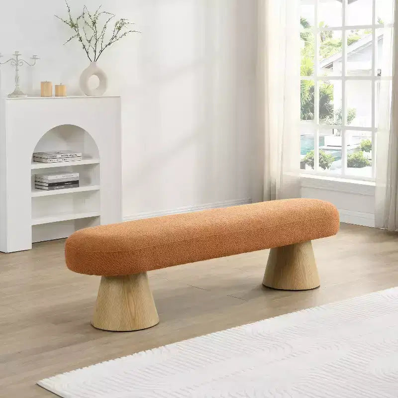 Banc de salle à manger moderne multifonctionnel rembourré en tissu bouclé