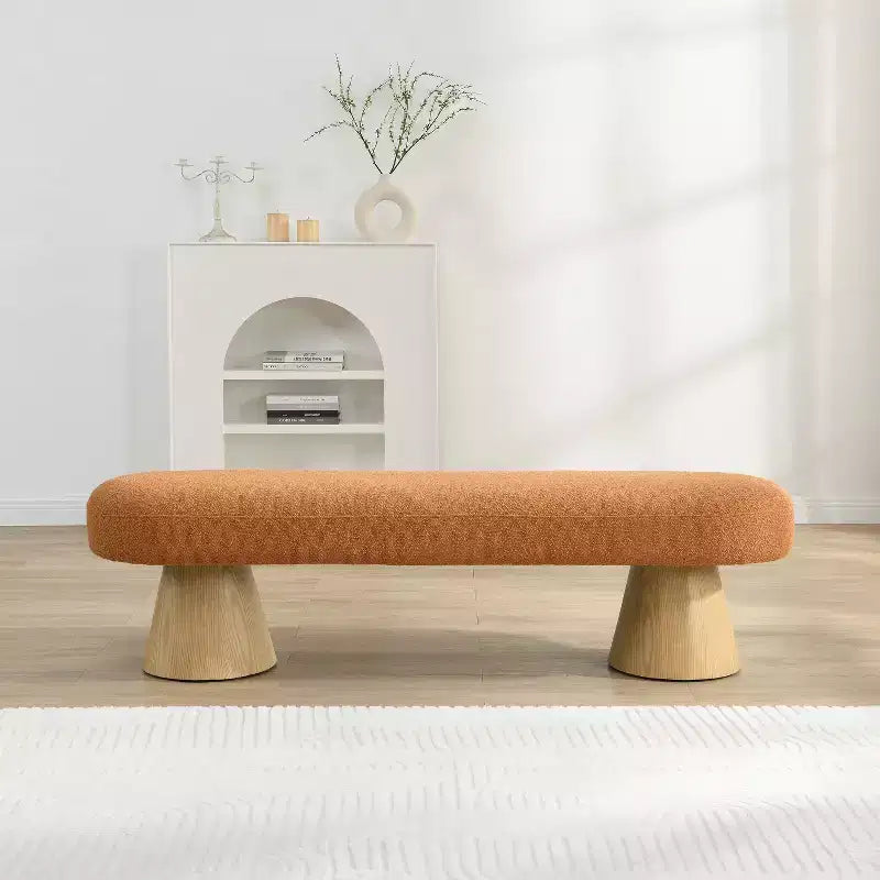 Banc de salle à manger moderne multifonctionnel rembourré en tissu bouclé