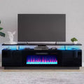 AMERLIFE Fireplace TV Stand, High Gloss LED Entertainment Center