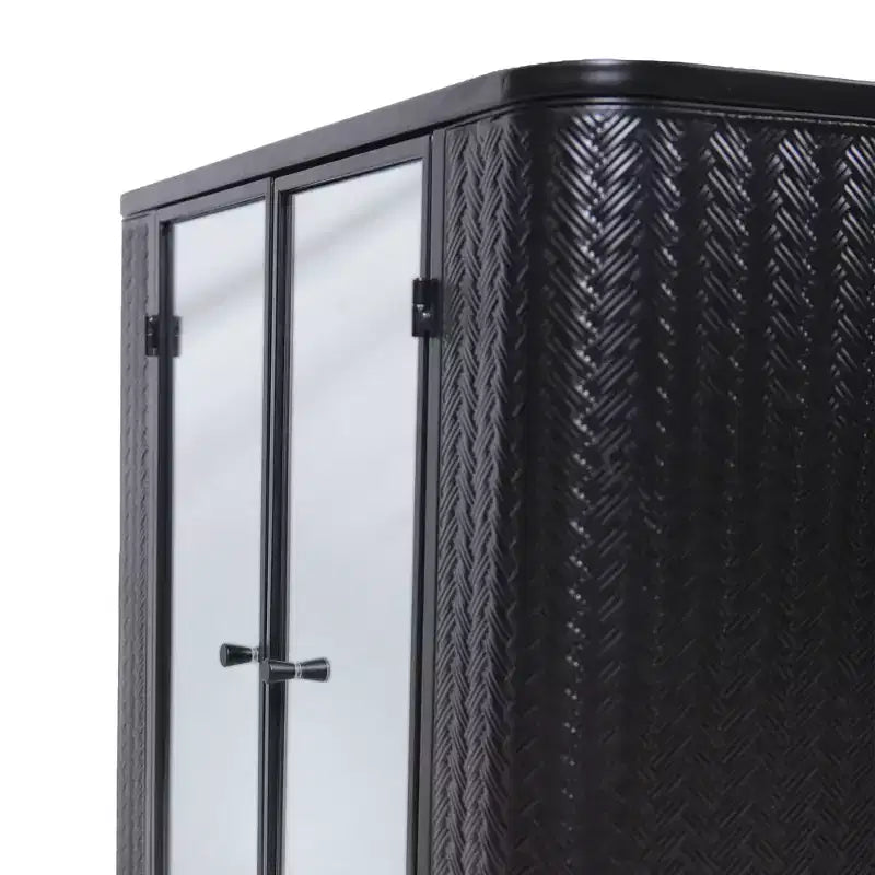 Meuble de salle de bain mural noir 2 portes miroir et étagère ouverte | Cadre en métal style ferme | Au-dessus de l'évier
