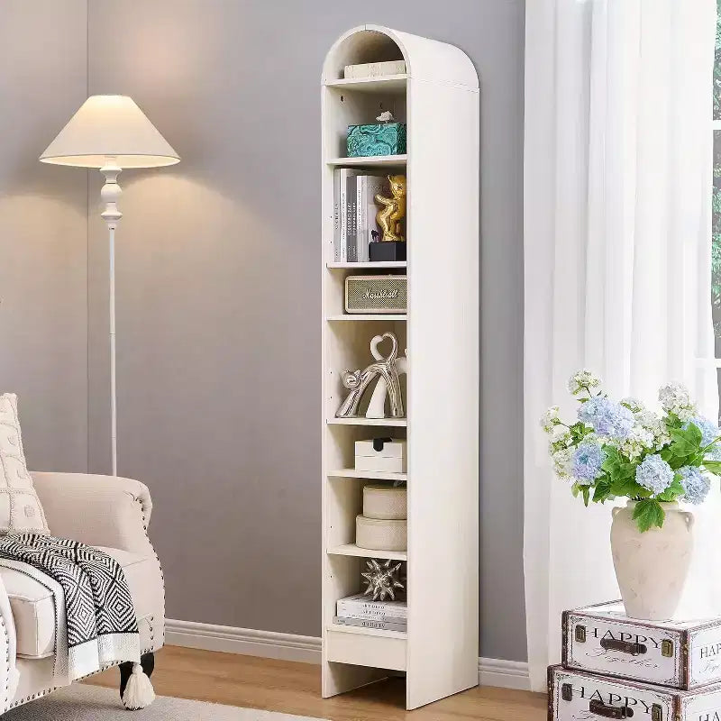 SinCiDo Arched Bookshelf, Modern Farmhouse Bookshelf Storage Cabinet w/Adjustable Shelves, Wood Bookshelf w/Open Display Shelf for Home Office