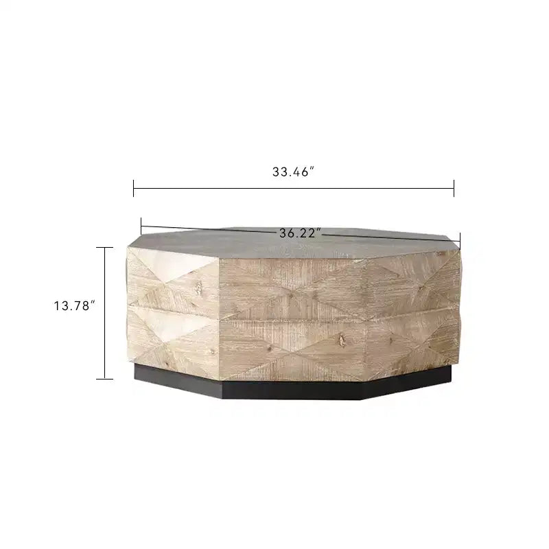 Table basse en bois avec motif octogonal en relief