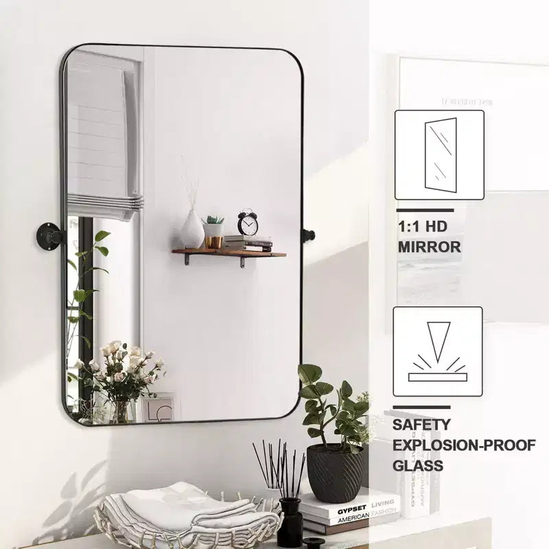 Miroir rectangulaire psyché encadré en métal noir 69x30