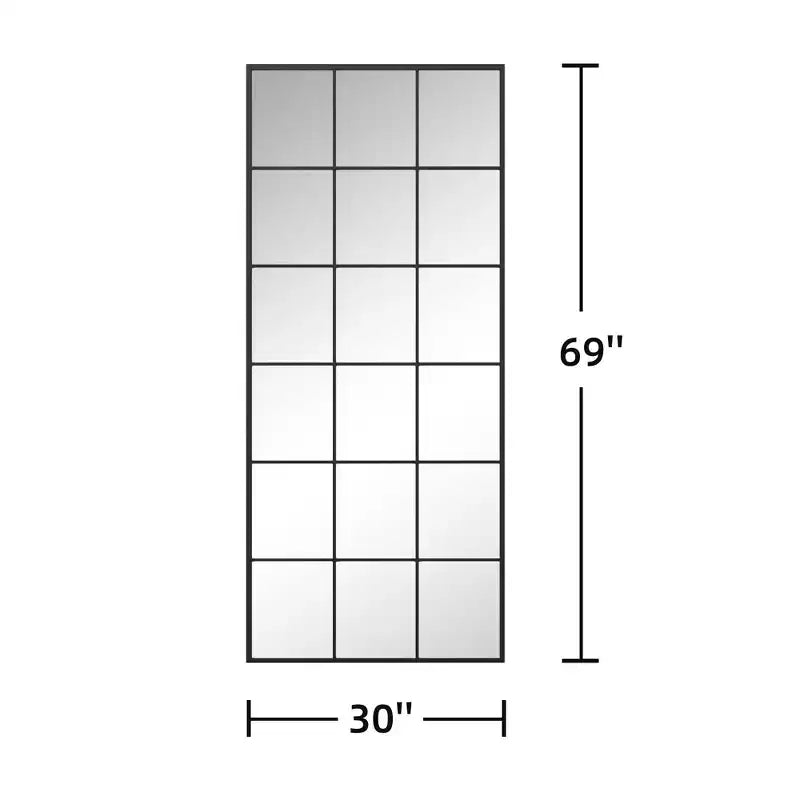 Miroir rectangulaire noir 69x30 en pied avec cadre en métal
