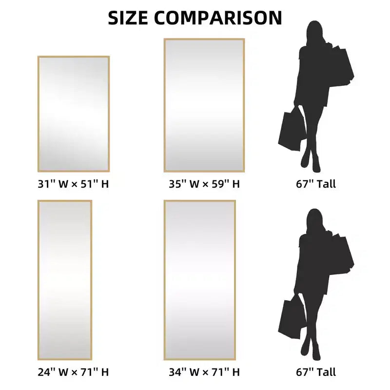Miroir rectangulaire noir 69x30 en pied avec cadre en métal
