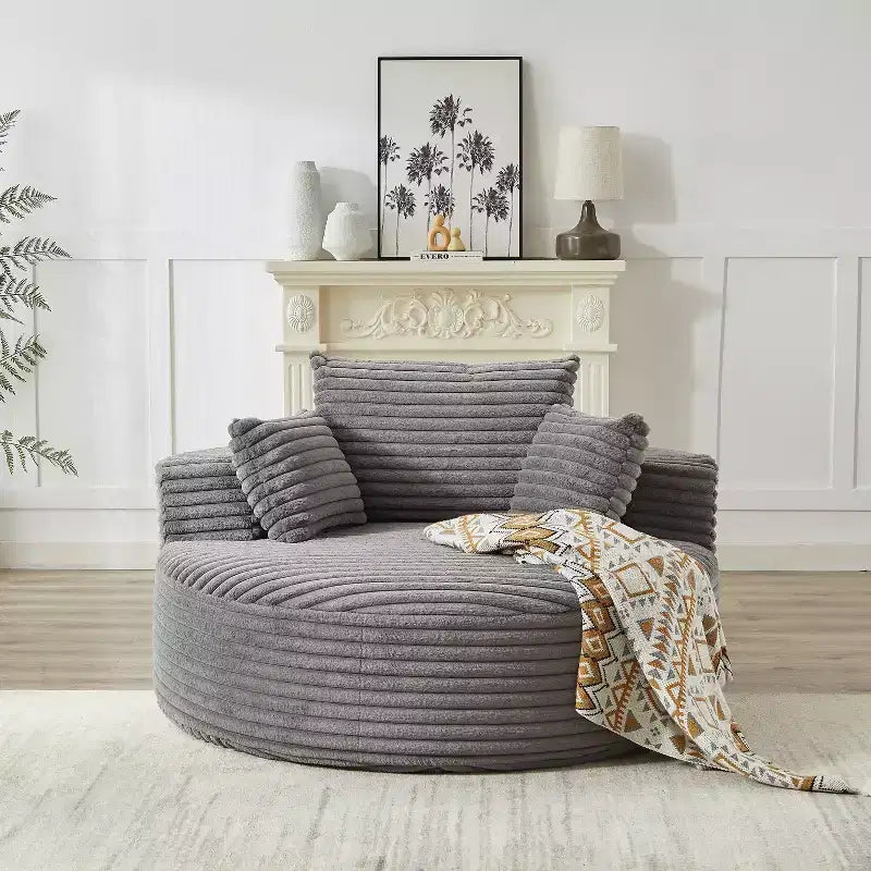 Fauteuil convertible en velours côtelé moelleux de 55" de large avec oreillers, fauteuil de canapé extra large moderne pour salon, chambre ou lounge