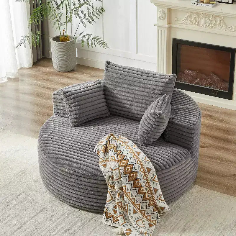 Fauteuil convertible en velours côtelé moelleux de 55" de large avec oreillers, fauteuil de canapé extra large moderne pour salon, chambre ou lounge