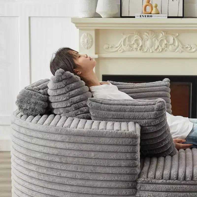 Fauteuil convertible en velours côtelé moelleux de 55" de large avec oreillers, fauteuil de canapé extra large moderne pour salon, chambre ou lounge