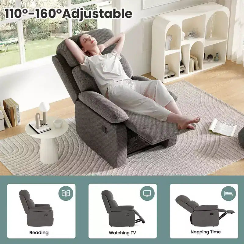 Petit fauteuil inclinable manuel pour adultes femmes, pour salon petits espaces