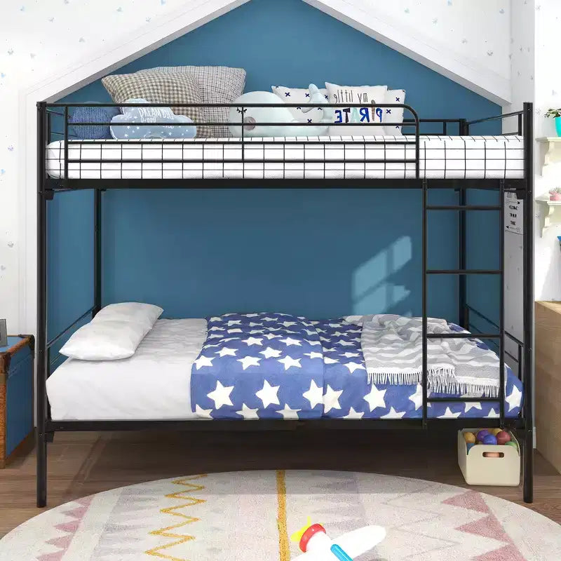 CLIHOME Space-Saving Twin-Over-Twin Bunk Bed with Metal Frame and Ladder