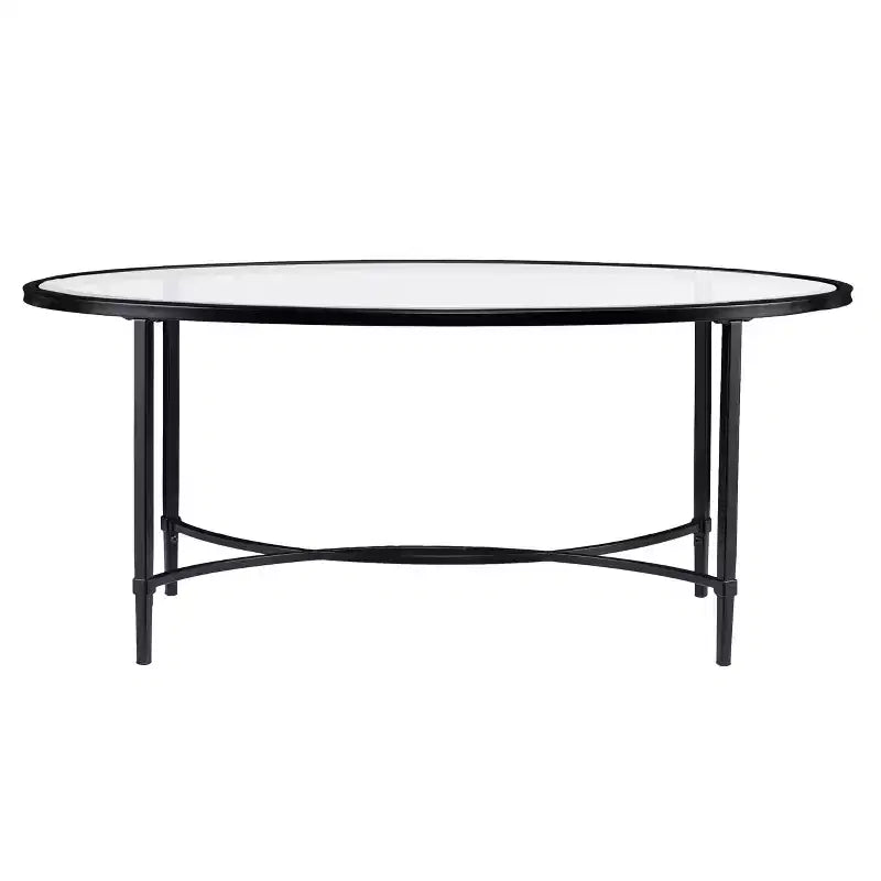 Quinton Metal/Glass Oval Cocktail Table - Black - SEI