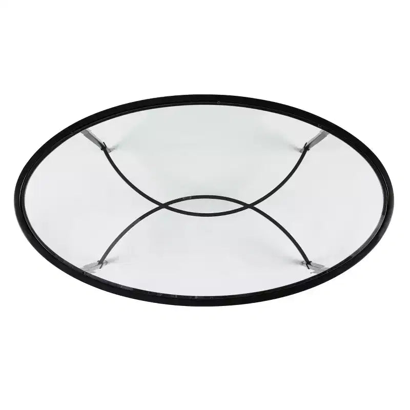 Table basse ovale en métal et verre - Noir