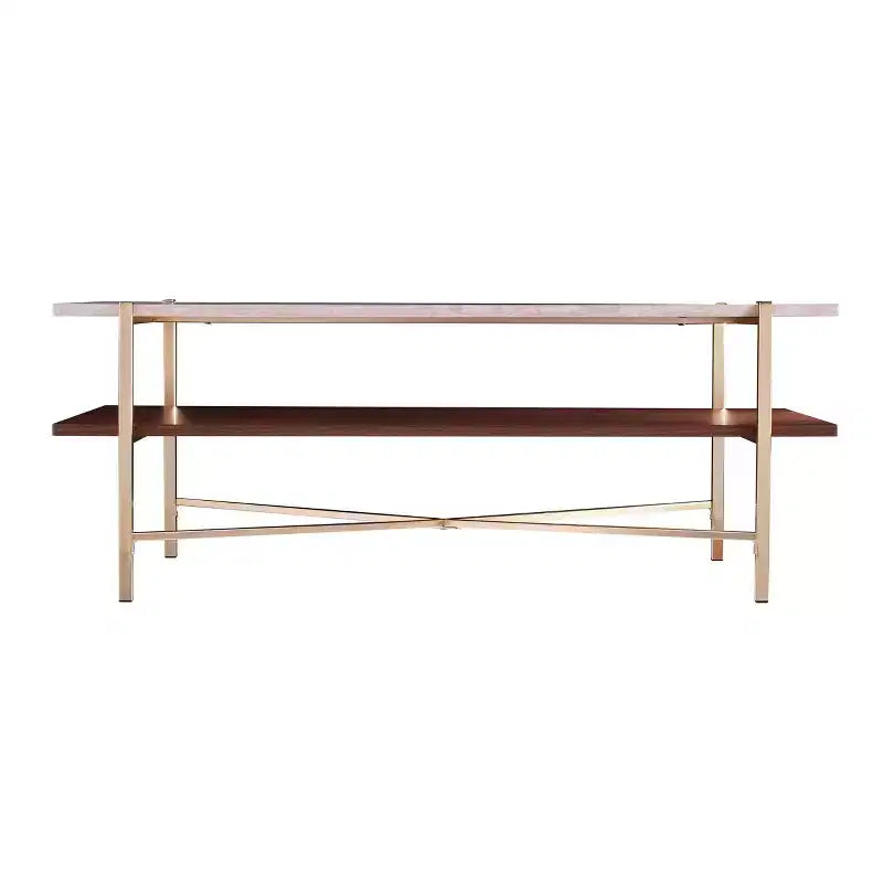 Ardmillan Rectangular Cocktail Table with Storage - Brass - SEI