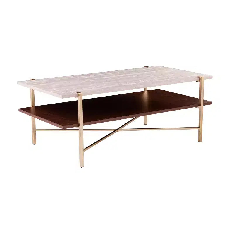 Table basse rectangulaire avec rangement - Laiton