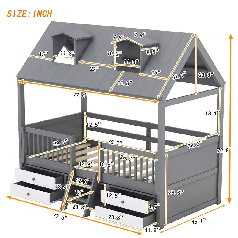 Lit Cabane en Bois