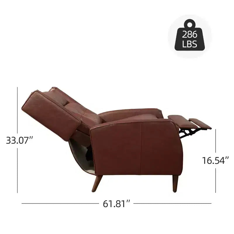 Fauteuil inclinable de style Mid-century, Chaise longue en similicuir avec pieds en bois