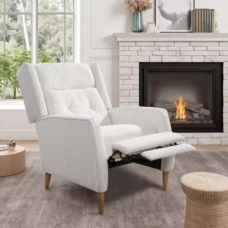 Fauteuil inclinable de style Mid-century, Chaise longue en similicuir avec pieds en bois