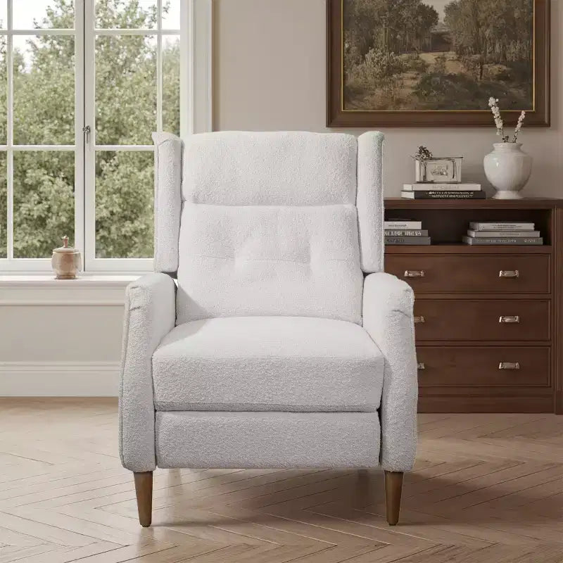 Fauteuil inclinable de style Mid-century, Chaise longue en similicuir avec pieds en bois