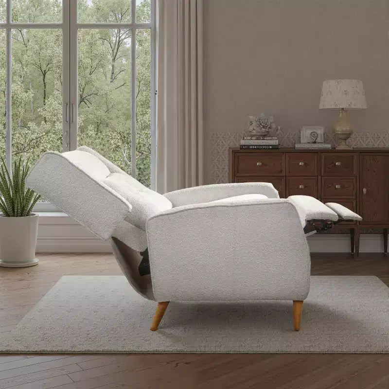 Fauteuil inclinable de style Mid-century, Chaise longue en similicuir avec pieds en bois