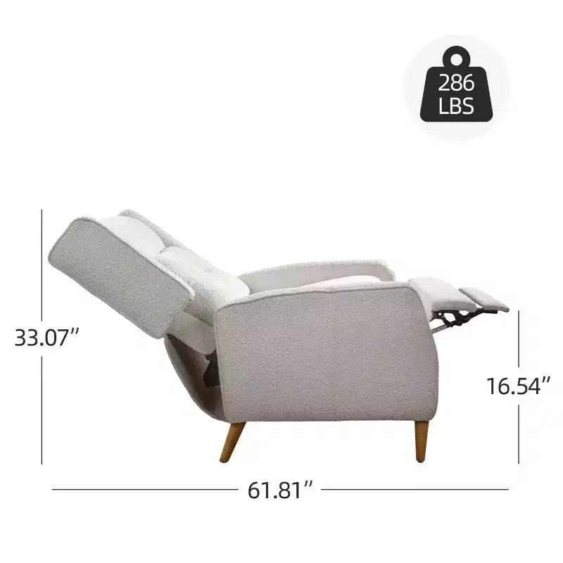 Fauteuil inclinable de style Mid-century, Chaise longue en similicuir avec pieds en bois