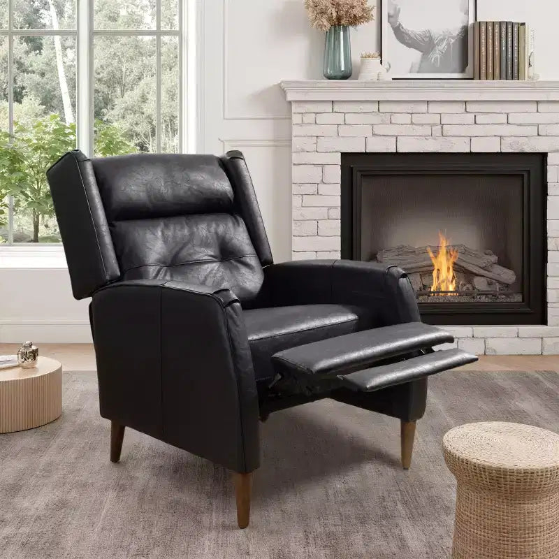 Fauteuil inclinable de style Mid-century, Chaise longue en similicuir avec pieds en bois