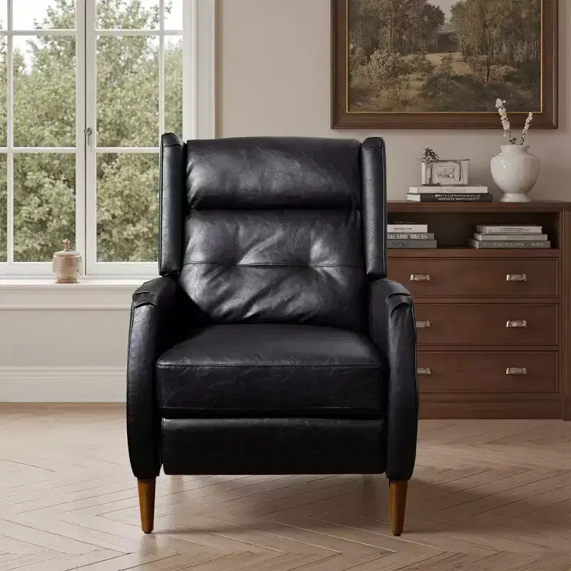 Fauteuil inclinable de style Mid-century, Chaise longue en similicuir avec pieds en bois