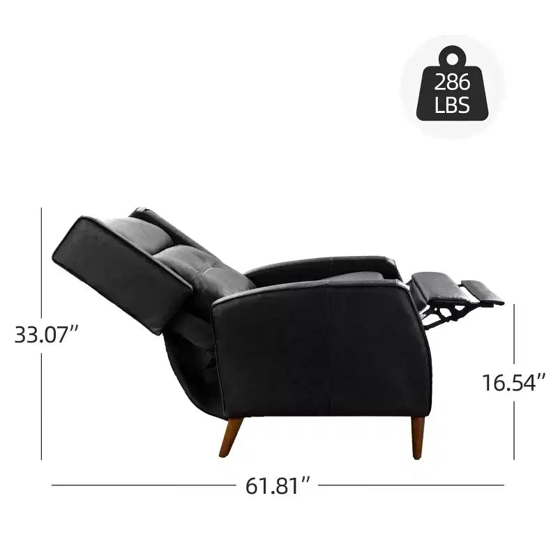 Fauteuil inclinable de style Mid-century, Chaise longue en similicuir avec pieds en bois