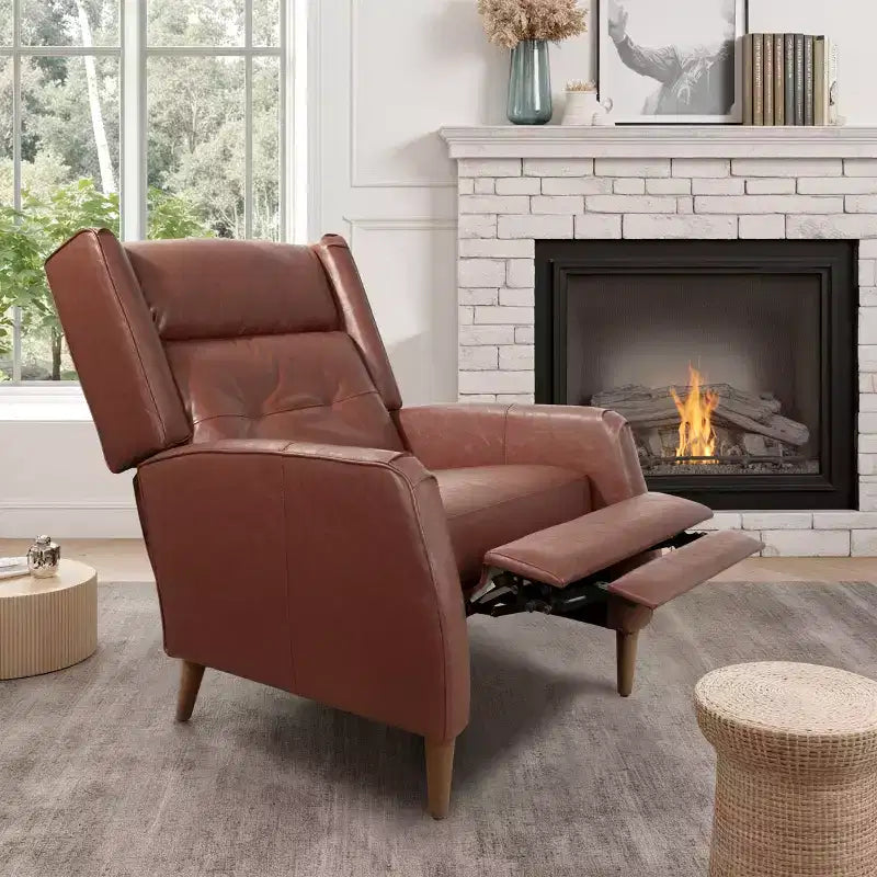 Fauteuil inclinable de style Mid-century, Chaise longue en similicuir avec pieds en bois