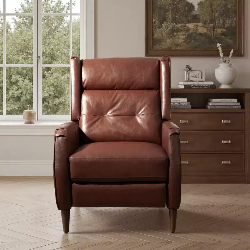 Fauteuil inclinable de style Mid-century, Chaise longue en similicuir avec pieds en bois