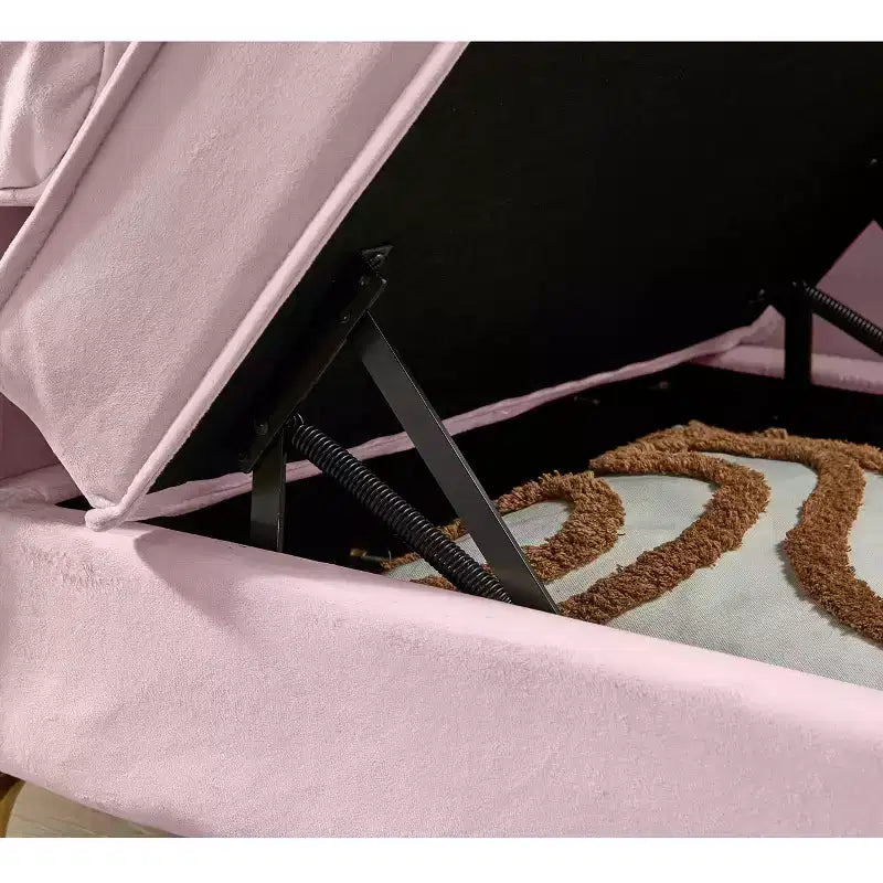 Canapé-méridienne en velours avec pieds en métal doré, coussin rond, pour salon, rose