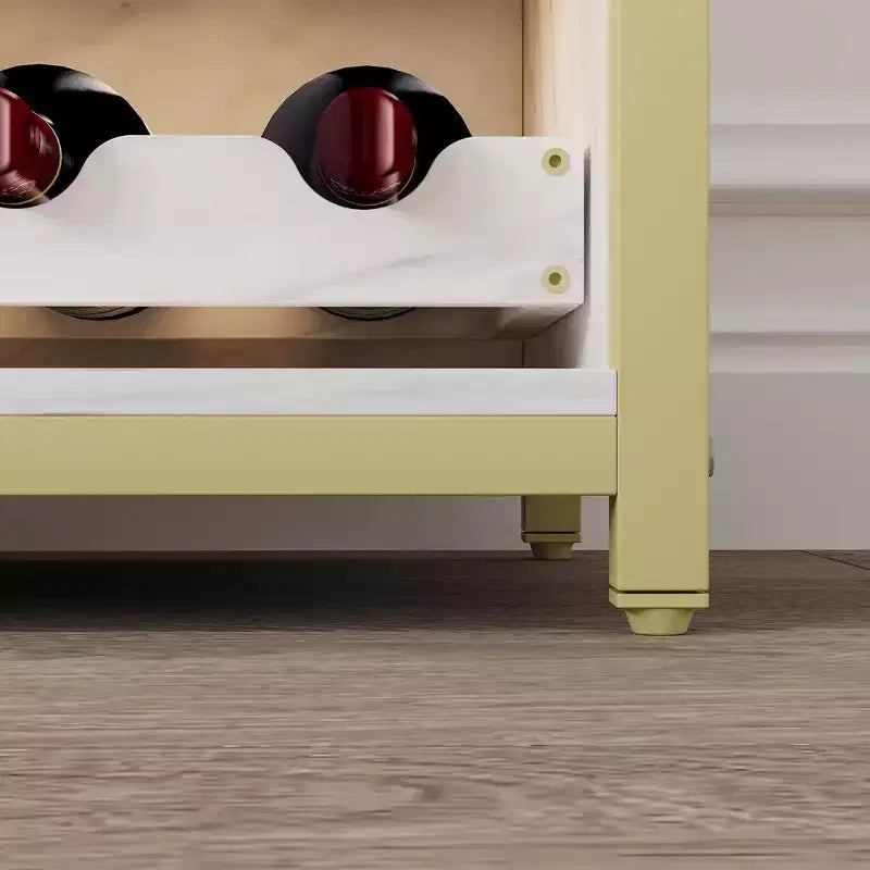 Buffet de bar à vin industriel doré avec rangement pour 12 bouteilles, support à verre amovible - Meuble d'appoint pour salon, cuisine et salle à manger