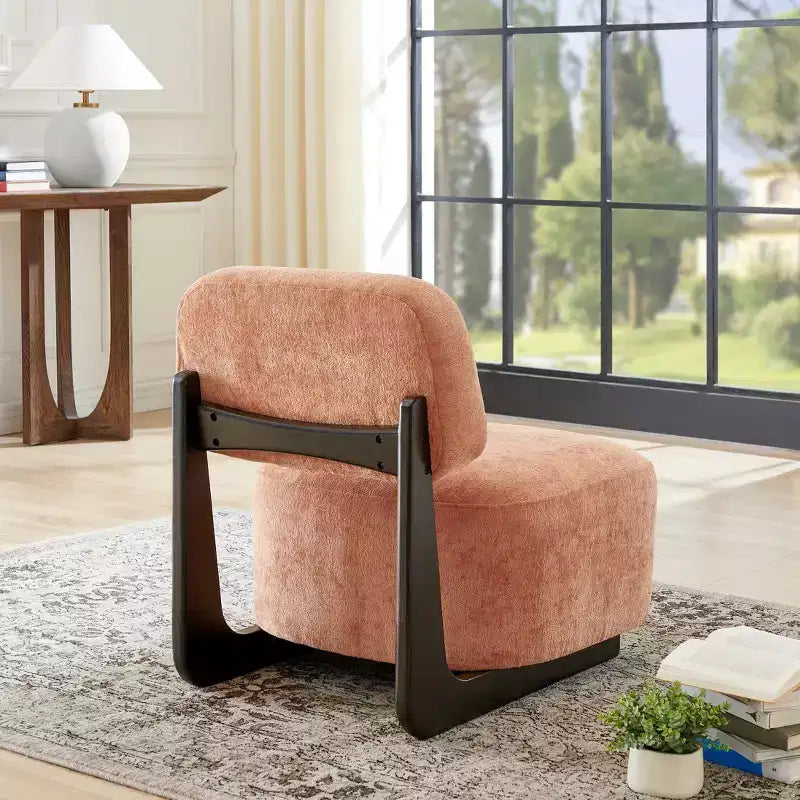 Fauteuils d'appoint modernes en bois d'acacia et chenille