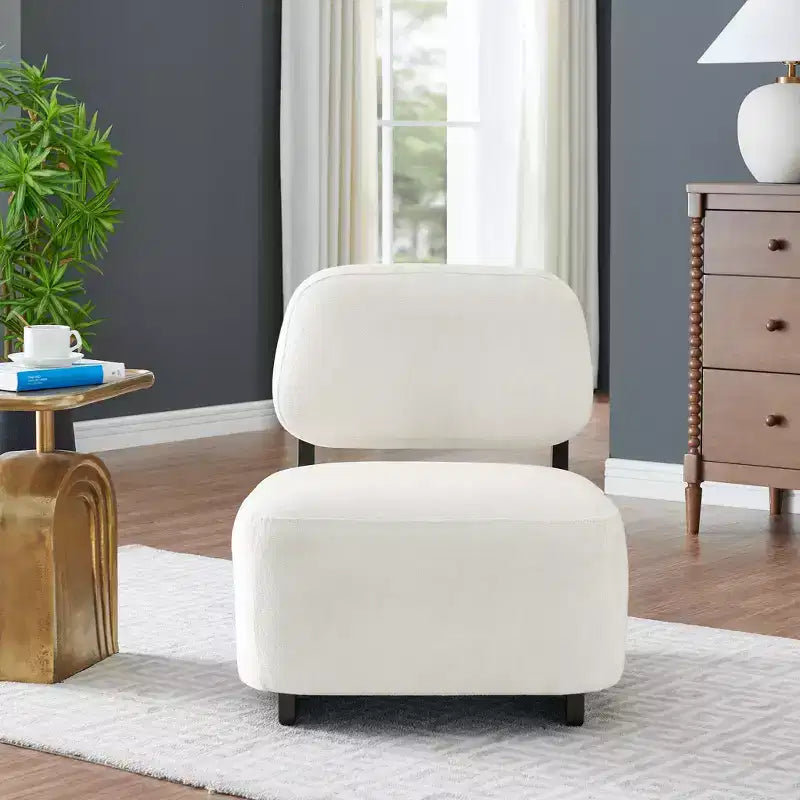 Fauteuils d'appoint modernes en bois d'acacia et chenille