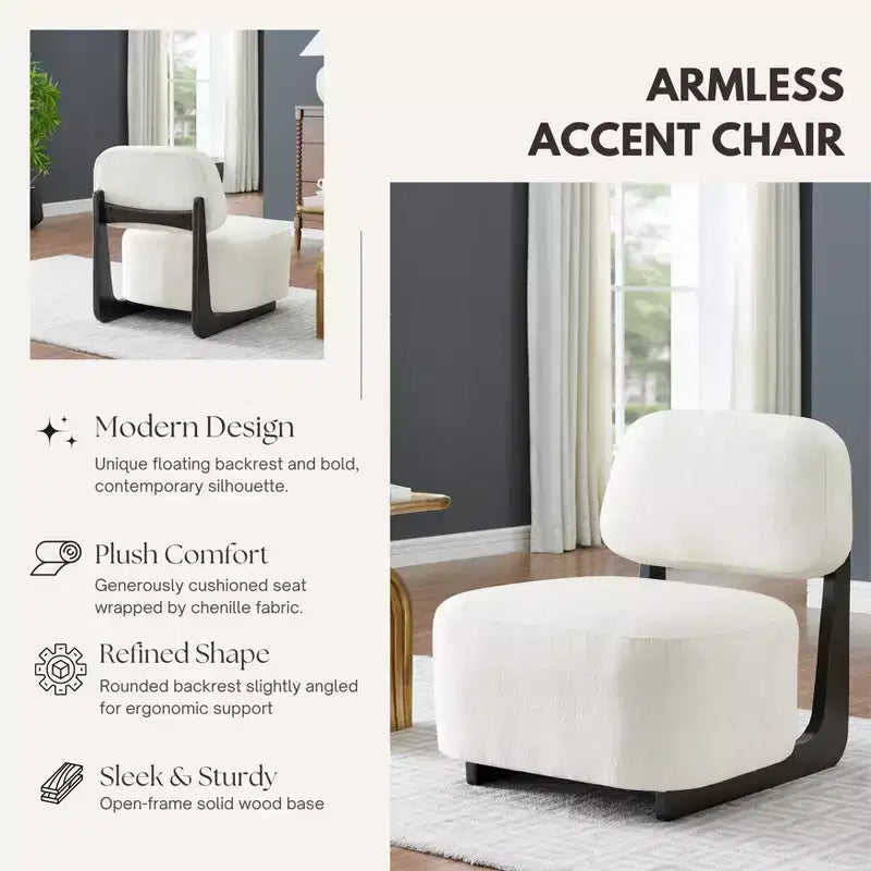Fauteuils d'appoint modernes en bois d'acacia et chenille