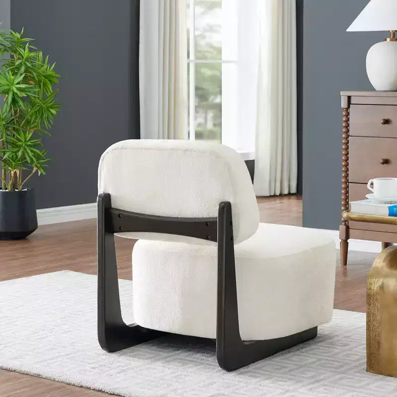 Fauteuils d'appoint modernes en bois d'acacia et chenille