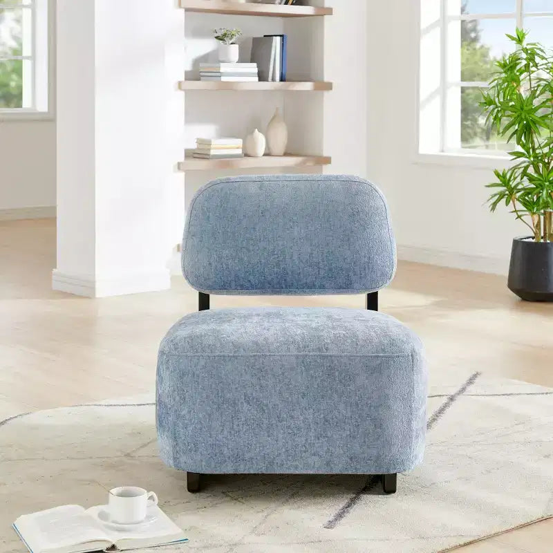 Fauteuils d'appoint modernes en bois d'acacia et chenille
