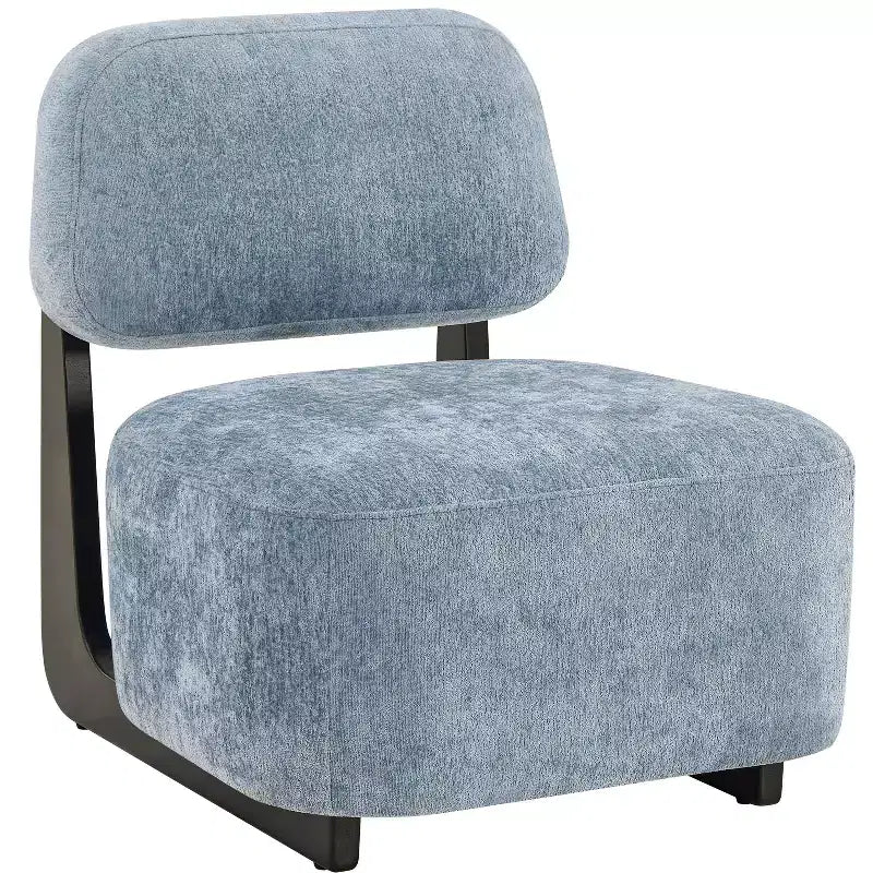 Fauteuils d'appoint modernes en bois d'acacia et chenille