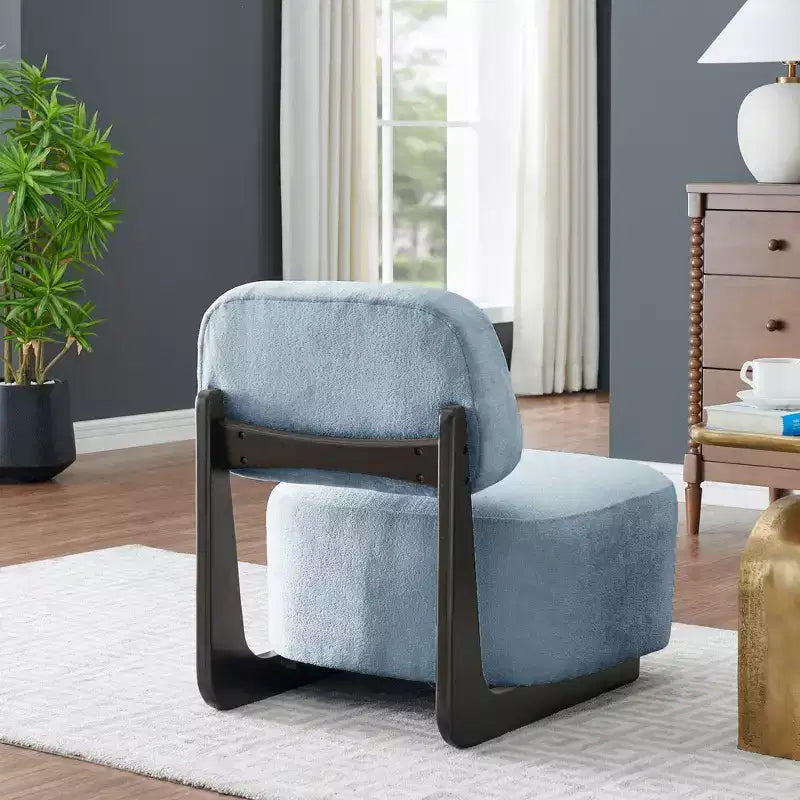 Fauteuils d'appoint modernes en bois d'acacia et chenille
