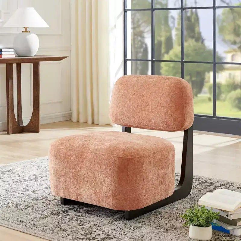 Fauteuils d'appoint modernes en bois d'acacia et chenille
