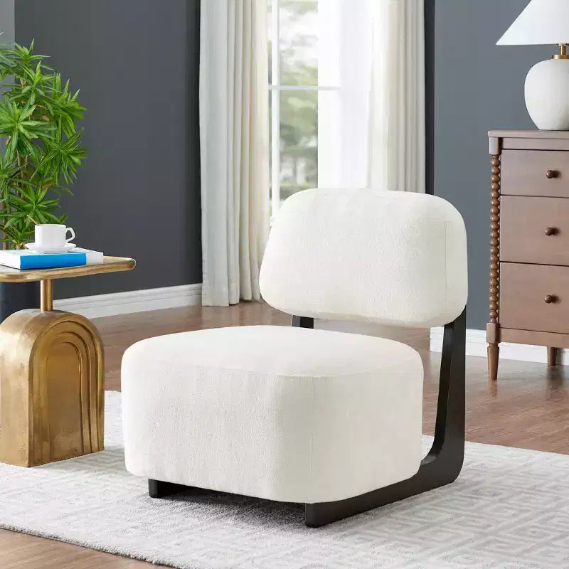 Fauteuils d'appoint modernes en bois d'acacia et chenille