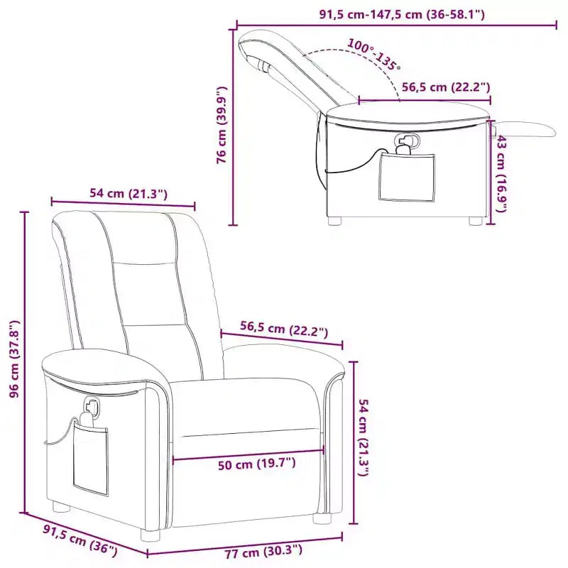 Fauteuil inclinable de massage en tissu gris foncé
