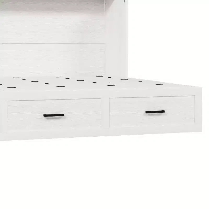 Lit escamotable Size Wood Murphy avec station de charge et tiroirs de rangement