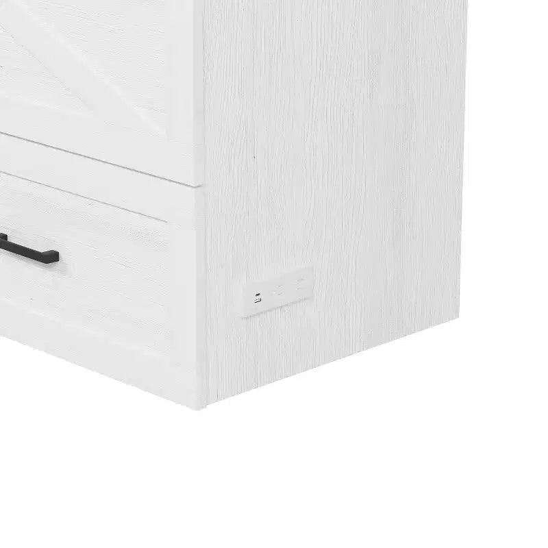 Lit escamotable Size Wood Murphy avec station de charge et tiroirs de rangement