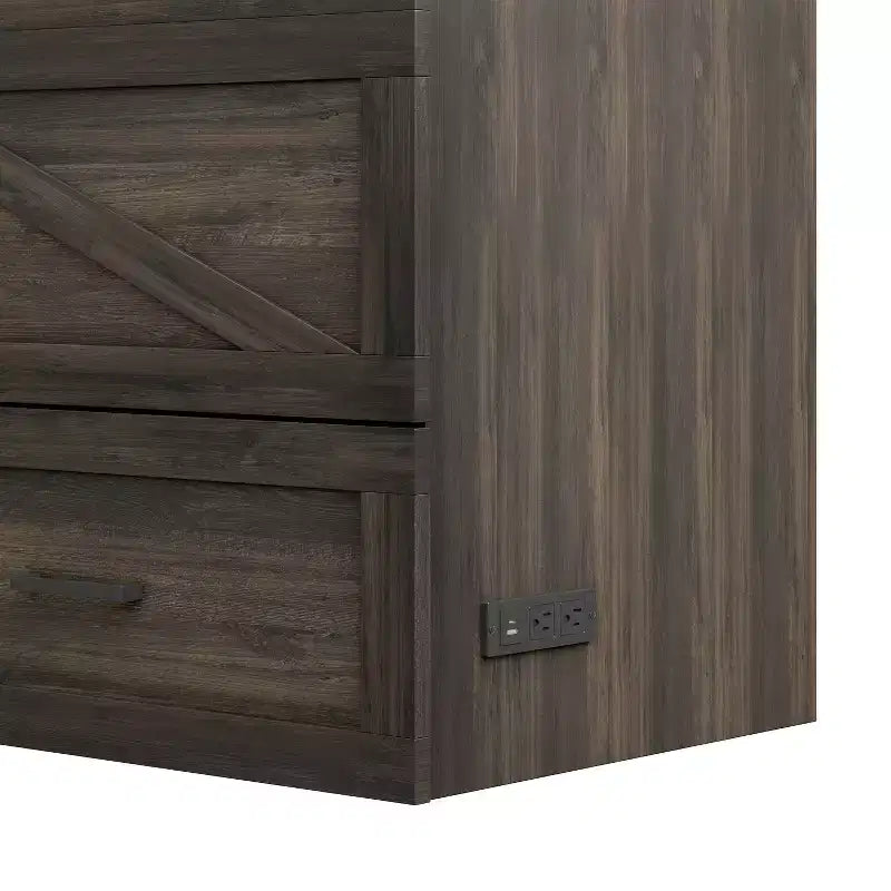 Lit escamotable Size Wood Murphy avec station de charge et tiroirs de rangement