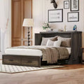 GDFStudio Hartwick Queen Size Wood Murphy Cabinet Bed with Charging Station and Storage Drawers